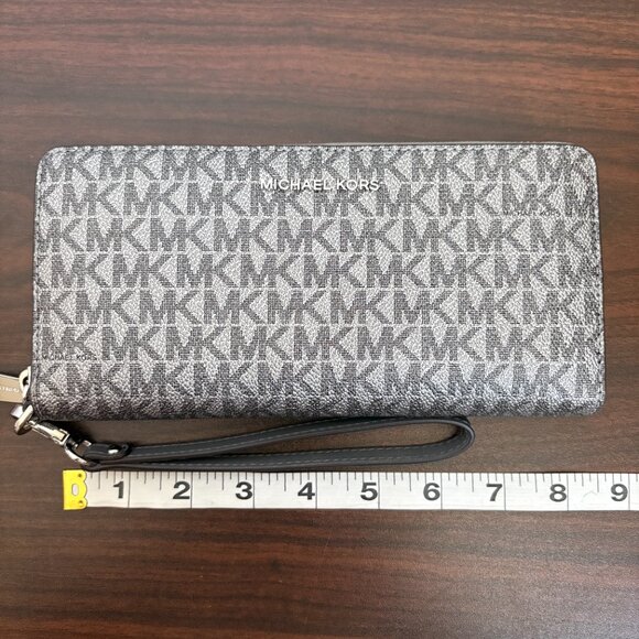 Michael Kors Jet Set Travel Large Continental Wallet Wristlet MK Signature Grey - Picture 5 of 6